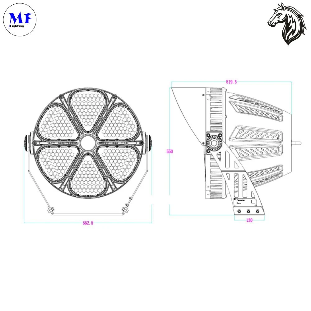 CE, RoHS, ETL, FCC IP65 Ik10 Waterproof 155lm/W 1000W Dimmable Outdoor Square Lighting LED Stadium Sport Light LED Tunnel Light LED High Mast Light