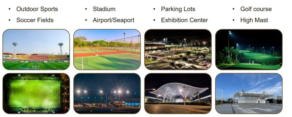 CE, RoHS, ETL, FCC IP65 Ik10 Waterproof 155lm/W 1000W Dimmable Outdoor Square Lighting LED Stadium Sport Light LED Tunnel Light LED High Mast Light