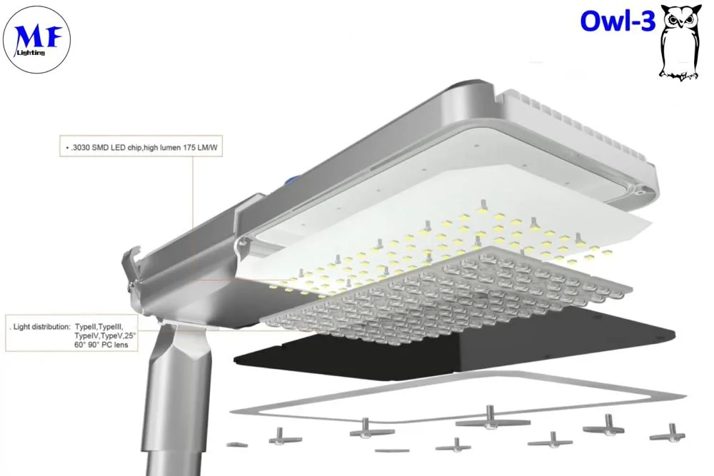 LED Flood Street Light With Support Smart Control 100W 0-10V Dim Die Casting Aluminum Waterproof IP65 175lm/W 5