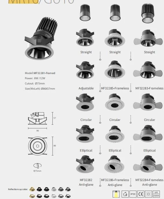 DC 24V 5 Years Warranty High CRI &gt;80ra &gt;90ra Non-Dimmable LED CCT Smart GU10 Downlight Wall Sconce Recessed Lighting Down Light