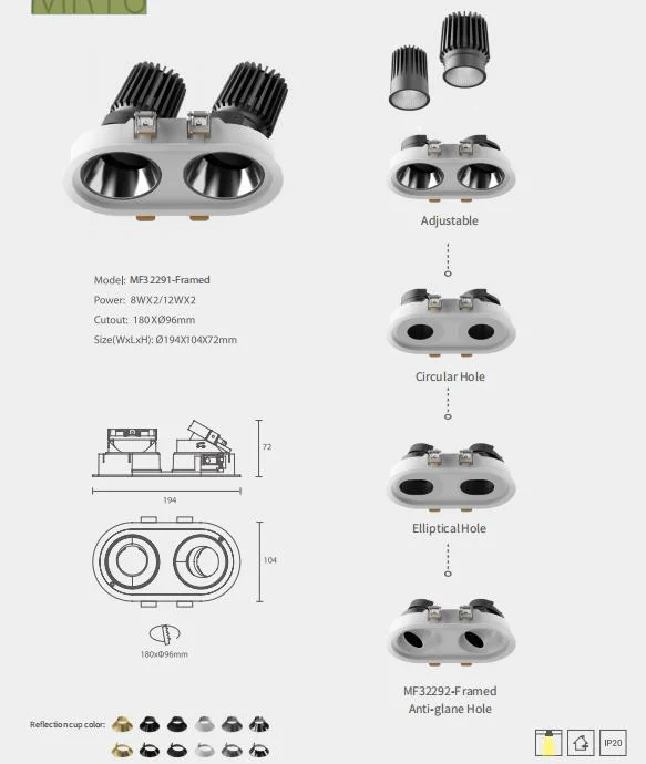 DC 24V 5 Years Warranty High CRI &gt;80ra &gt;90ra Non-Dimmable LED CCT Smart GU10 Downlight Wall Sconce Recessed Lighting Down Light