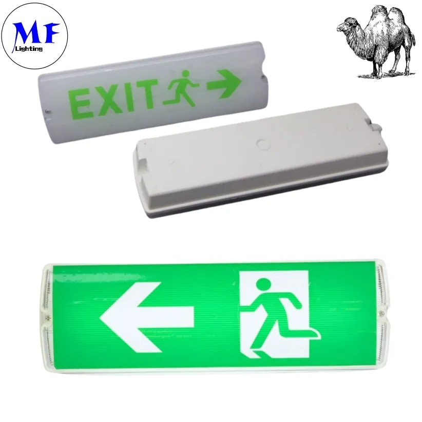 LED Safety Emergency Exit Sign Light With 8W IP65 Waterproof Lithium Battery Wall Mount ABS PC High Brightness 1