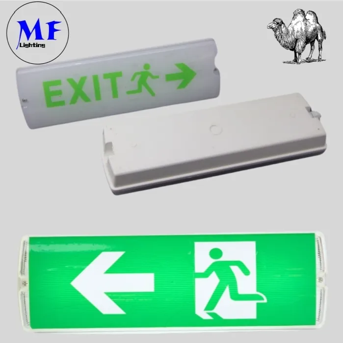 LED Safety Emergency Exit Sign Light With 8W IP65 Waterproof Lithium Battery Wall Mount ABS PC High Brightness 3