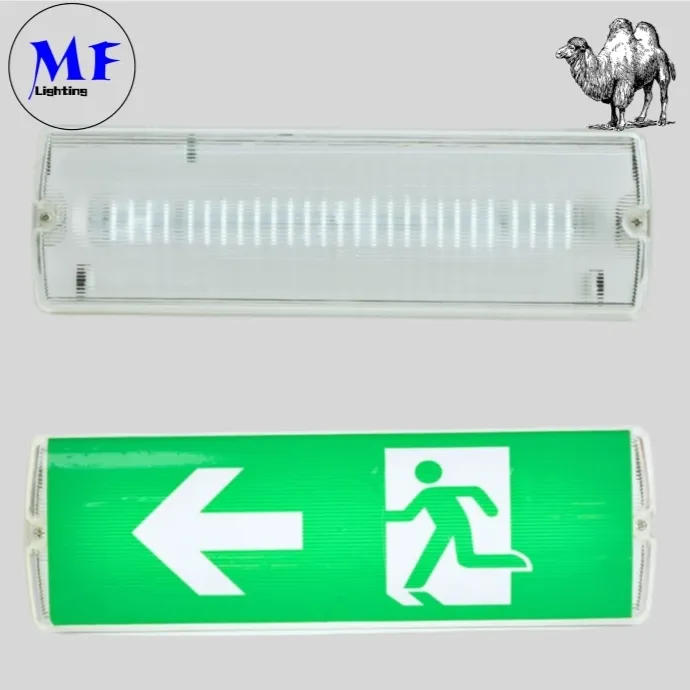 LED Safety Emergency Exit Sign Light With 8W IP65 Waterproof Lithium Battery Wall Mount ABS PC High Brightness 6