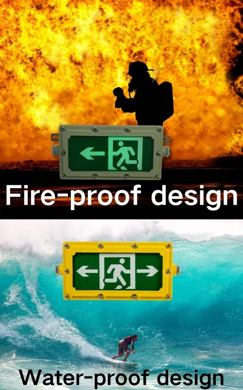 Durable LED Explosion Proof Emergency Light Evacuation Exit Sign For Workplace Factory 4