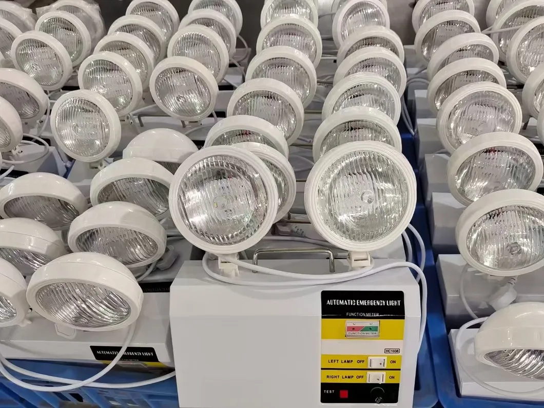 LED Double Heads Rechargeable Emergency Light For School Hotel Basement Public Place 11