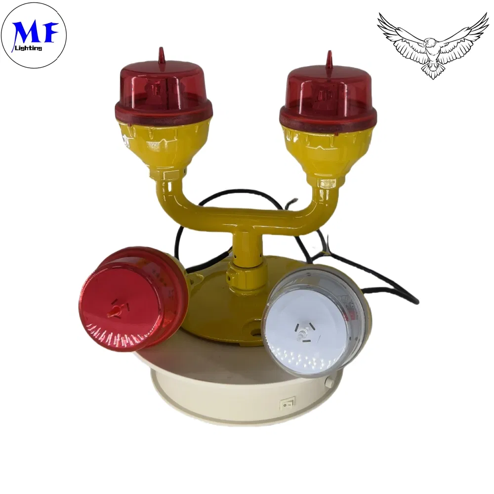 LED Aviation Obstruction Light  IP66 Waterproof Red White Double Head Built-in Photocell Aircraft Obstacle Warning Light LED Low-Intensity 1