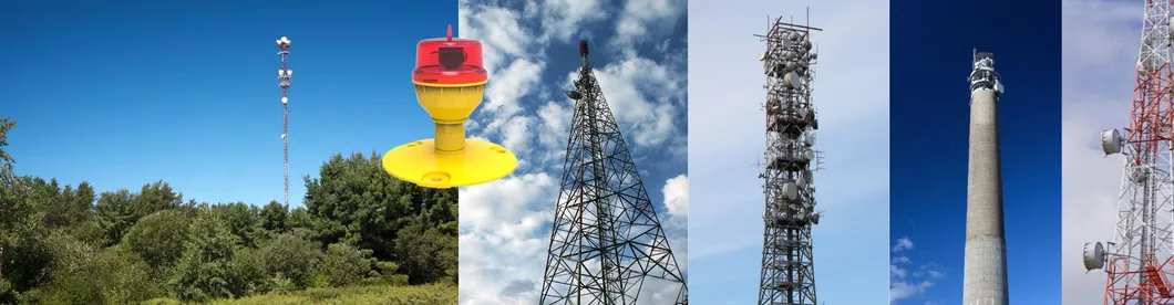 LED Aviation Obstruction Light  IP66 Waterproof Red White Double Head Built-in Photocell Aircraft Obstacle Warning Light LED Low-Intensity 10