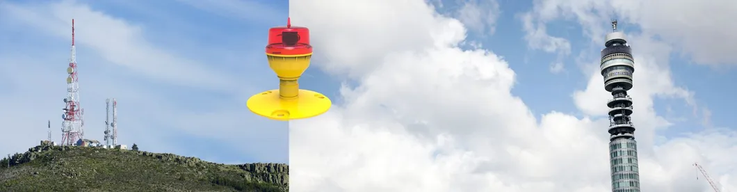 LED Aviation Obstruction Light  IP66 Waterproof Red White Double Head Built-in Photocell Aircraft Obstacle Warning Light LED Low-Intensity 9