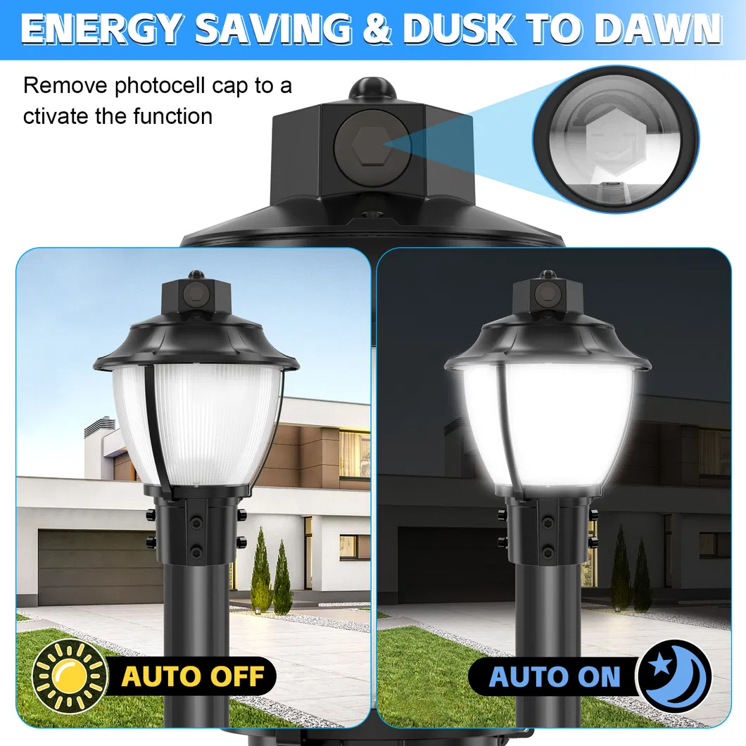 LED Garden Light Tunable Anti-Shok IP65 48/64/80W Waterproof 130lm/W Lantern Black and White Lawn 3