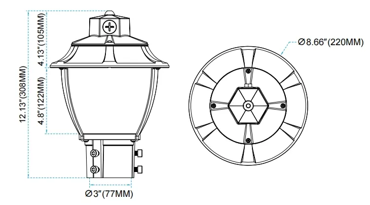 LED Garden Light Tunable Anti-Shok IP65 48/64/80W Waterproof 130lm/W Lantern Black and White Lawn 4