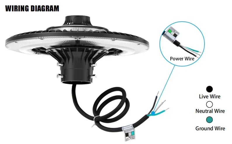 LED Garden Light Ajustable 150W IP65 Built-in Waterproof 130lm/W Round Black Courtyard Park Yard Post Top 7