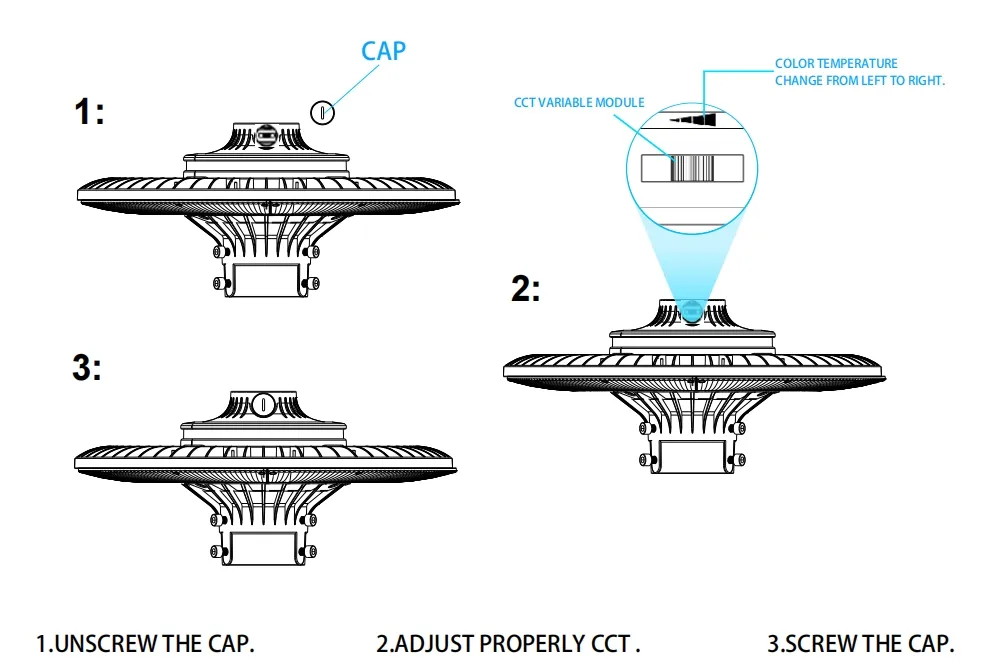 LED Garden Light Ajustable 150W IP65 Built-in Waterproof 130lm/W Round Black Courtyard Park Yard Post Top 9