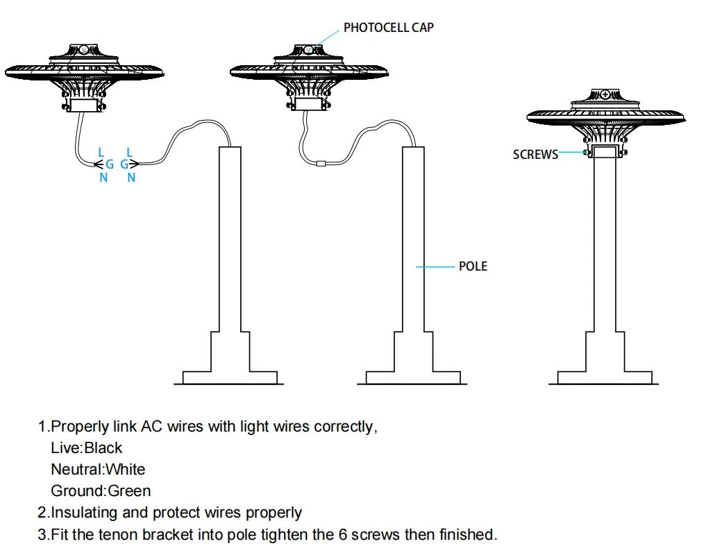 Energy-Saving LED Garden Post Light Pole Area Light 140lm/W Smart-Tuning 200W for Highway Rest Area Sports Complex Waterfront Promenade 7