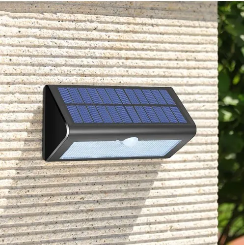 LED Solar Wall Light Modern Novel Smart Simple Lithium Battery Monocrystalline Black Solar IP66 Waterproof Die-Cast 3