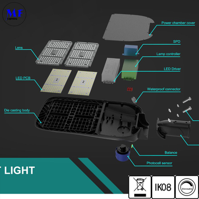 240W LED Street Light 10V Dim Die-Casting Aluminum Waterproof Weatherproof Smart Control Photocell Highways Parks Square