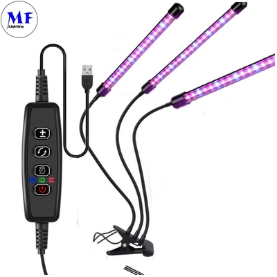 USB Smart Mini LED Grow Tube Light Red Blue 10-40W 360° Flexible With Desktop Table Clip Controller For Indoor