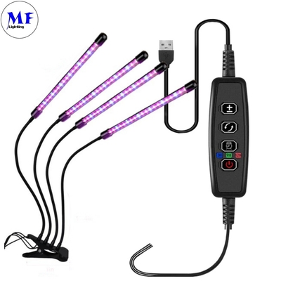USB Smart Mini LED Grow Tube Light Red Blue 10-40W 360° Flexible With Desktop Table Clip Controller For Indoor