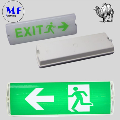 LED Safety Emergency Exit Sign Light With 8W IP65 Waterproof Lithium Battery Wall Mount ABS PC High Brightness