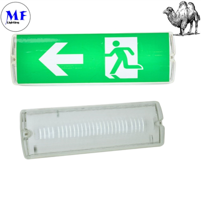 LED Safety Emergency Exit Sign Light With 8W IP65 Waterproof Lithium Battery Wall Mount ABS PC High Brightness
