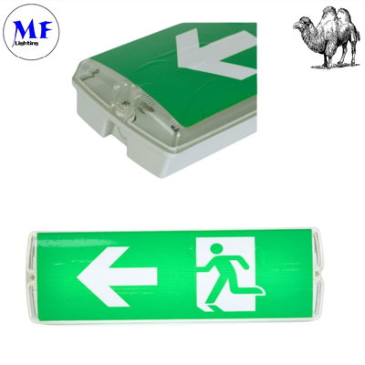 LED Safety Emergency Exit Sign Light With 8W IP65 Waterproof Lithium Battery Wall Mount ABS PC High Brightness