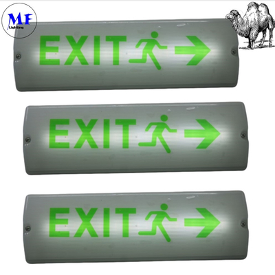 LED Safety Emergency Exit Sign Light With 8W IP65 Waterproof Lithium Battery Wall Mount ABS PC High Brightness