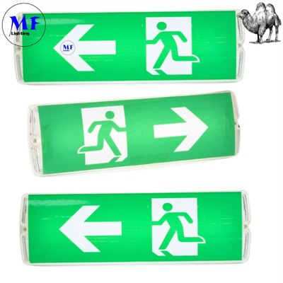 LED Safety Emergency Exit Sign Light With 8W IP65 Waterproof Lithium Battery Wall Mount ABS PC High Brightness