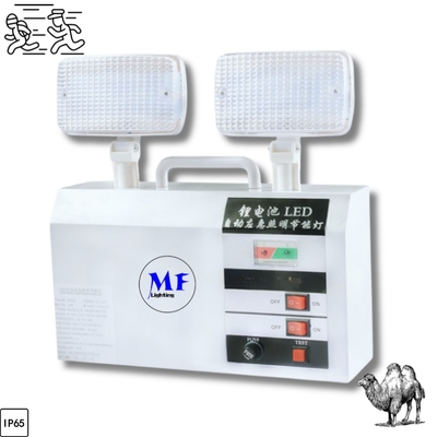 IP65 Waterproof Fireproof Lithium Battery Backup 2*5W 10W 3hours Double Head White Warning Exit Wall Mount Office Warehouse Sigh Hotel LED Emergency Light