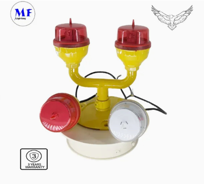 LED Aviation Obstruction Light  IP66 Waterproof Red White Double Head Built-in Photocell Aircraft Obstacle Warning Light LED Low-Intensity