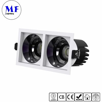 Square Recessed LED Down Light 3*7W Single/Double/Triple Head 100LM/W CRI90 IP20 IP44 Reflector Ceiling Downlight
