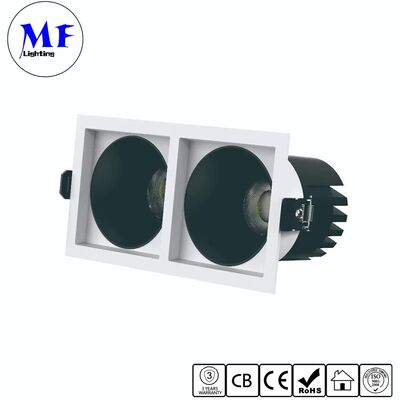 Square Recessed LED Down Light 3*7W Single/Double/Triple Head 100LM/W CRI90 IP20 IP44 Reflector Ceiling Downlight