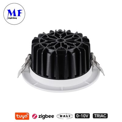 15W 100lm/W LED Spot Down Light CCT Adjustable CRI90 Triac /0-10V/Dali-2/Tuya Zigbee DimmableBeam Angle 60° Recessed Anti-Glare SMD for Commercial and Residential Places