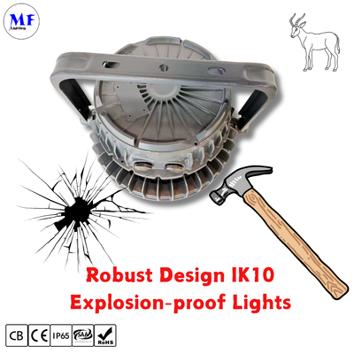 ATEX LED Highbay Light Explosionproof UFO Zone 1 Zone 2 Dim 200W 300W 400W IP66 Ik10 Steelwork Power Plants Alcohol Oil Gas Harsh Industrial