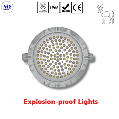 ATEX LED Highbay Light Explosionproof UFO Zone 1 Zone 2 Dim 200W 300W 400W IP66 Ik10 Steelwork Power Plants Alcohol Oil Gas Harsh Industrial