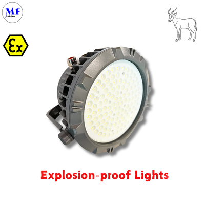 ATEX LED Highbay Light Explosionproof UFO Zone 1 Zone 2 Dim 200W 300W 400W IP66 Ik10 Steelwork Power Plants Alcohol Oil Gas Harsh Industrial