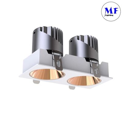 Smart Power Dimmable Triac/0-10V/Dali-2 IP20 IP44 14W/20W/24W/30W/40W CCT Tunable Recessed Square 2 Double Head Downlight Spot Anti Glare LED Down Light