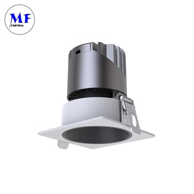 High CRI Square LED Recessed Spotlight Downlight IP44 Anti-Glare 15°Adjustable Triac 0-10V Dali-2 Dimmable Ceiling Down Light 12W