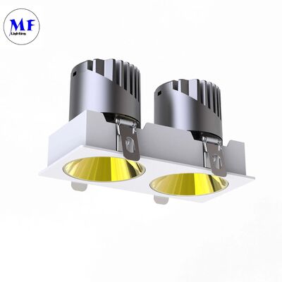 Die-Cast Aluminum Double Heads LED Spot Downlight IP44 Ugr<19 Anti-Glare Dali-2 Dali Dt8 Dimmable Square Recessed Ceiling Down Light 2×12W