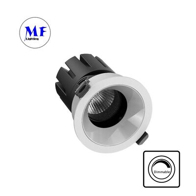 Anti-Glare COB Recessed LED Spot Downlight Optical Lens,15-55° Beam Angle,0-30° Adjustable Illumination,110Vac 5CCT DIP & 200-240VAC Dimmable Recessed Spotlight