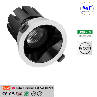 LED Down Light Spotlight Round Anti-glare 10W 20W 25W 120lm/W EIK07 ETL Driver 5 CCT Ajust Dali Dim COB