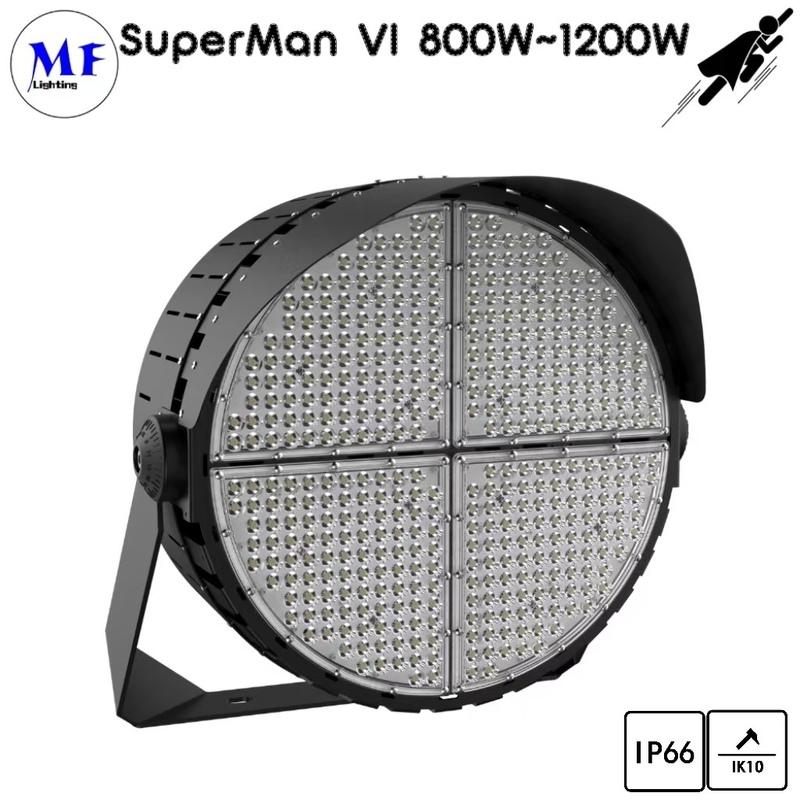 5 Years Warranty Stadium LED Flood Light 1200W IK10 IP66 60Deg 160LM/W High Brightness 6000K For Football Pitches