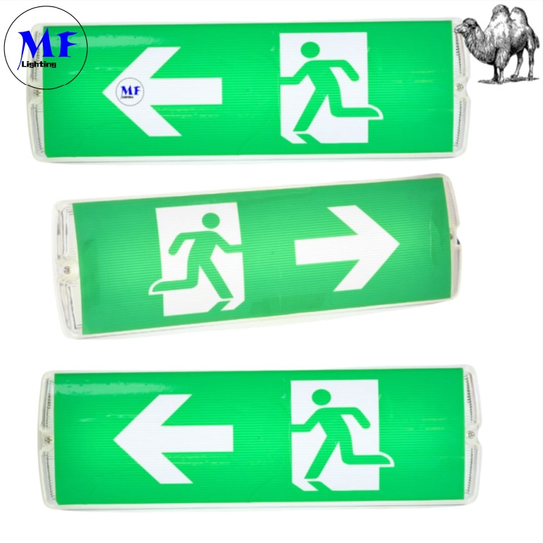 LED Safety Emergency Exit Sign Light With 8W IP65 Waterproof Lithium Battery Wall Mount ABS PC High Brightness