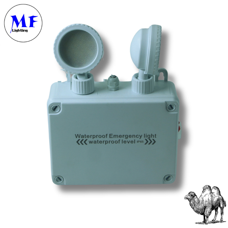 Emergency Exit LED Light IP65 Waterproof Dual Head 3h Backup Adjustable 6000K White ABS Housing for Indoor Use
