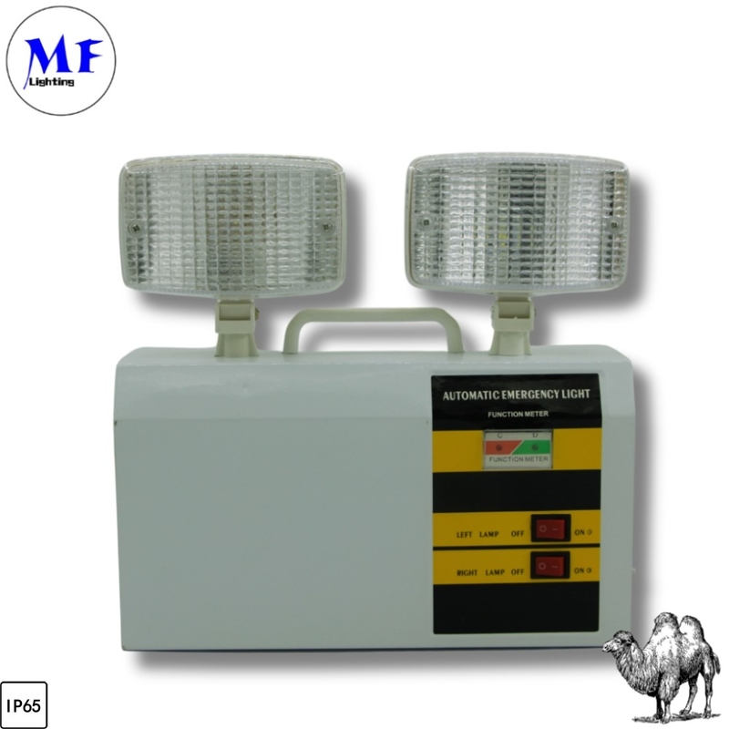 LED Emergency Light IP65 Adjustable Double Head 180lm/W High Brightness Fire Waterproof Wall Mount Battery Back Up 3hours Industrial Factory Office ABS
