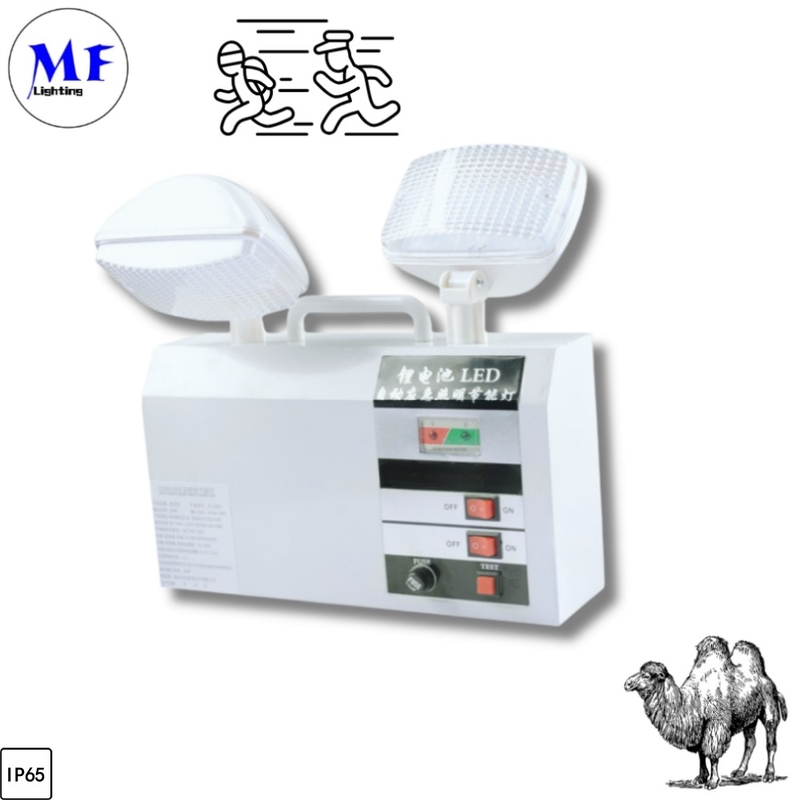 IP65 Waterproof Fireproof Lithium Battery Backup 2*5W 10W 3hours Double Head White Warning Exit Wall Mount Office Warehouse Sigh Hotel LED Emergency Light