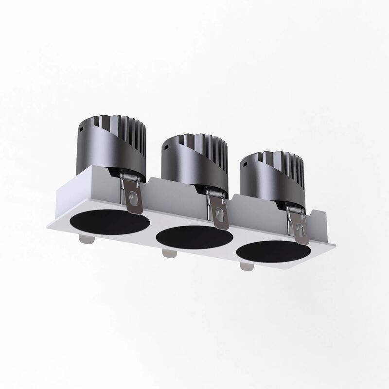 Dimmable Anti-Glare Trimless Recessed Downlights, Frameless Triple Heads LED Down Light, IP20, Triac 0-10V Dali-2 Dt6 Dt8 Spot Light
