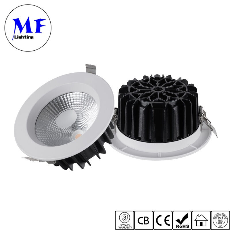 Factory Price 50W High Power Recessed COB LED Downlight 100lm/W Dimmable IP40 Indoor CCT Adjustable Anti Glare Ceiling Down Light for Commercial Lighting